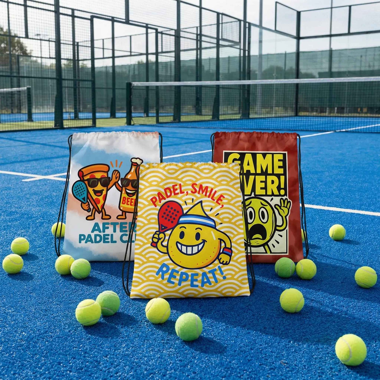 Mochila de cuerdas estampada "Padel, smile, repeat!"