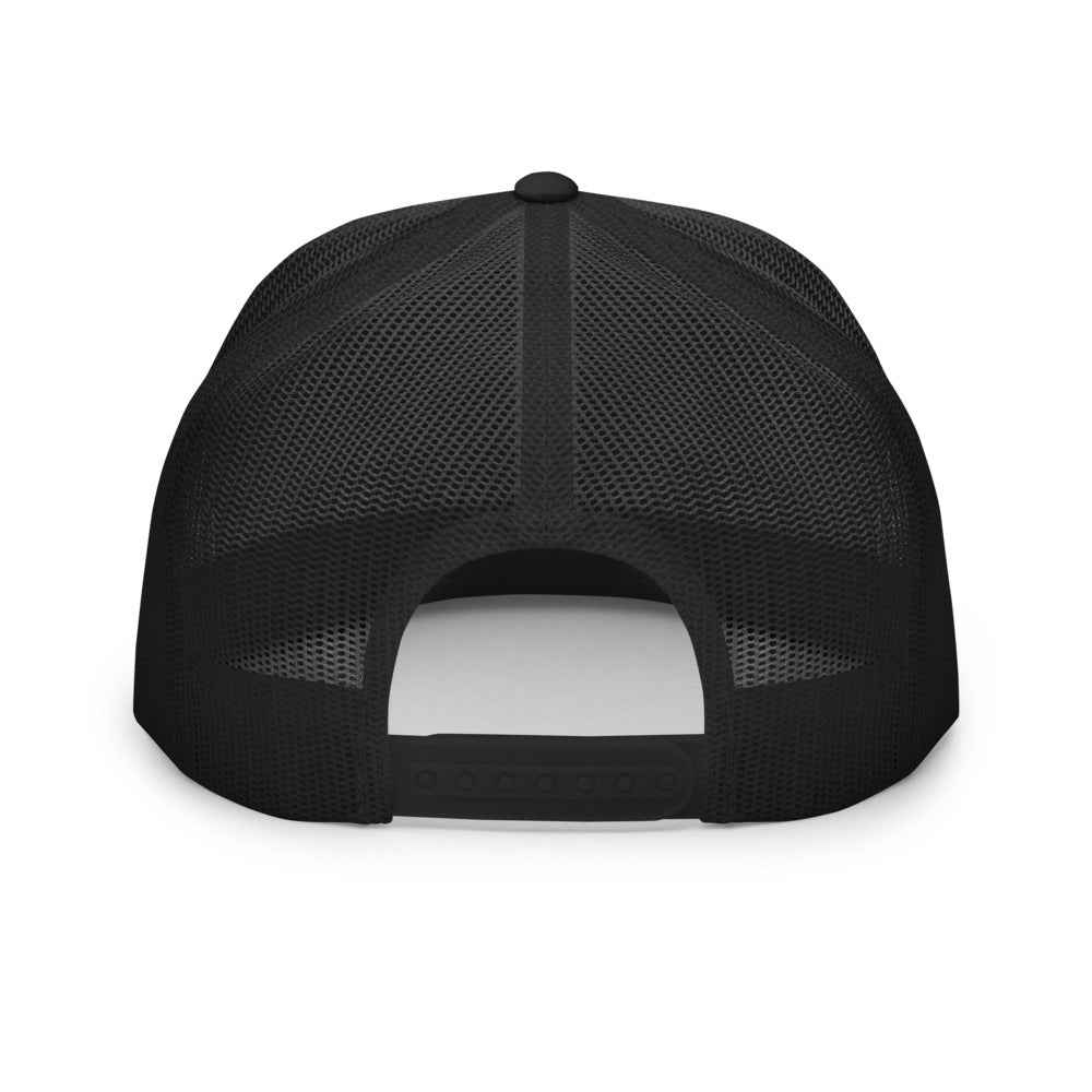 Gorra de pádel trucker snapback negra y blanca "Smash Squad black logo"