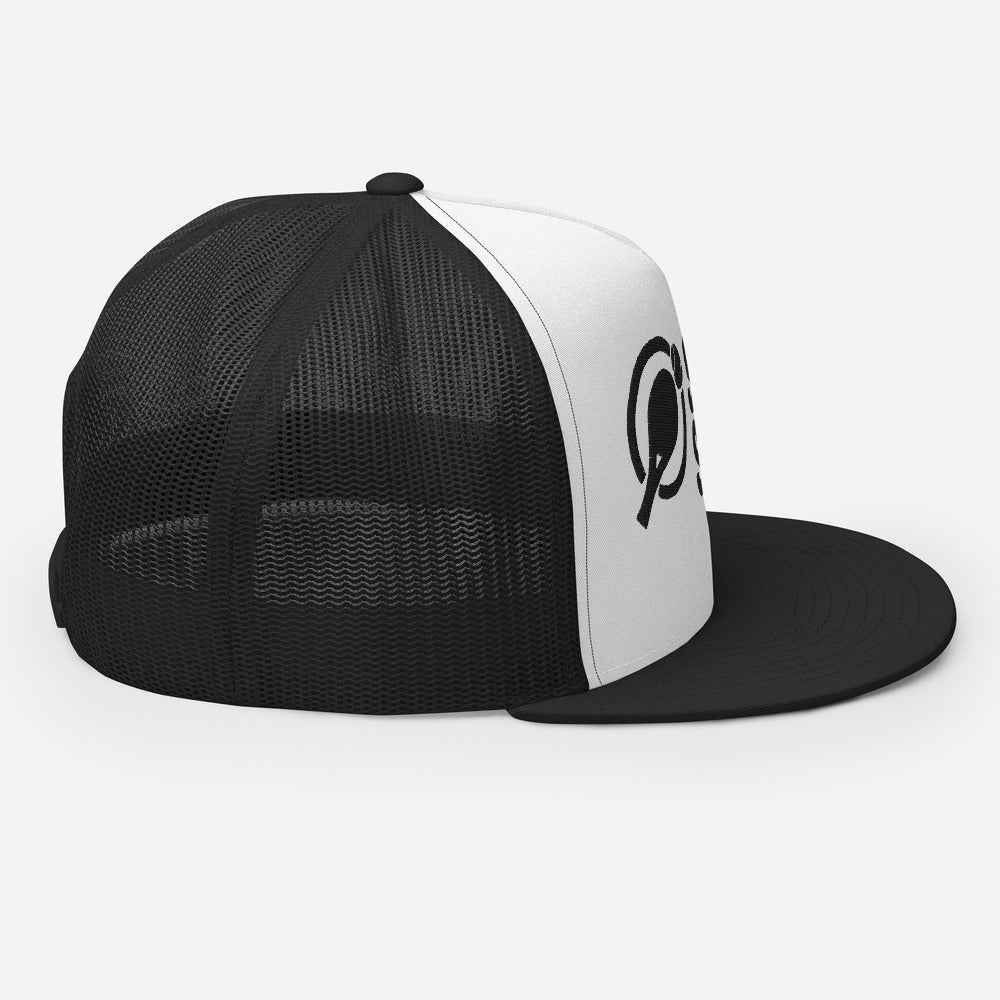 Gorra de pádel trucker snapback negra y blanca "Smash Squad black logo"