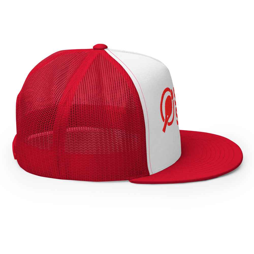 Gorra de pádel trucker snapback roja y blanca "Smash Squad red logo"