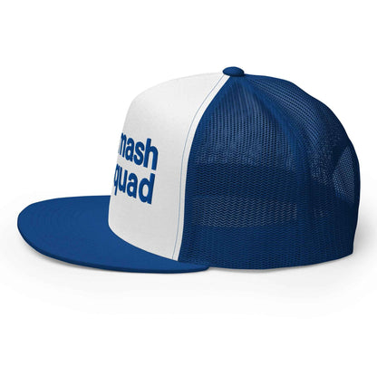 Gorra de pádel trucker snapback azul y blanca "Smash Squad blue logo"