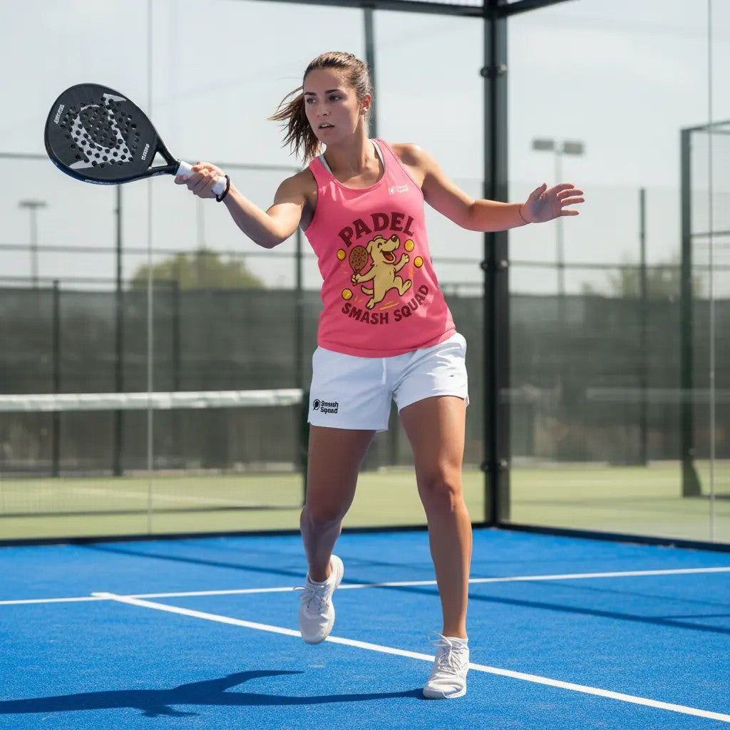 Camiseta de tirantes algodón para mujer "Padel Smash Squad"