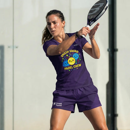 Camiseta deportiva estampada para mujer "Smash Squad Padel Crew"