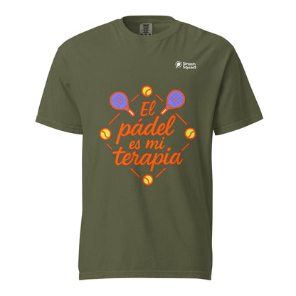 Camiseta algodón premium unisex "El pádel es mi terapia"