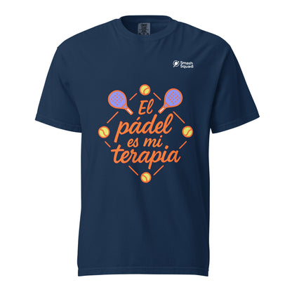 Camiseta algodón premium unisex "El pádel es mi terapia"